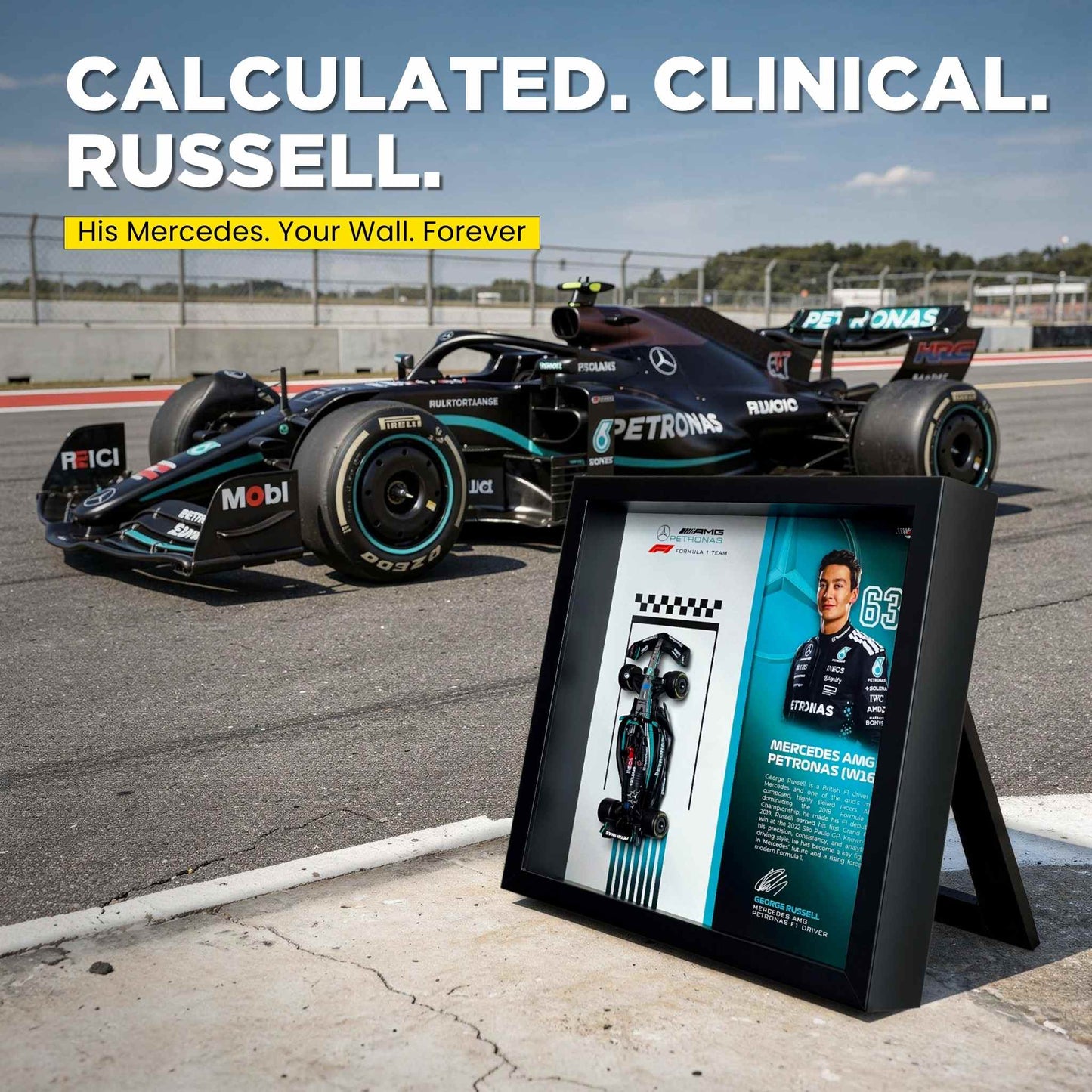 George Russell Mercedes F1 3D Diecast Car Frame