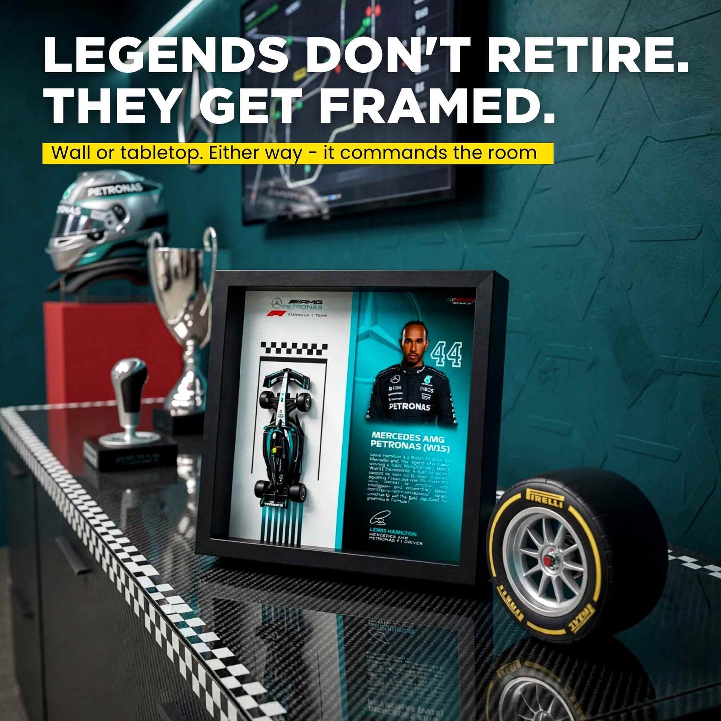 Lewis Hamilton Mercedes F1 3D Diecast Car Frame