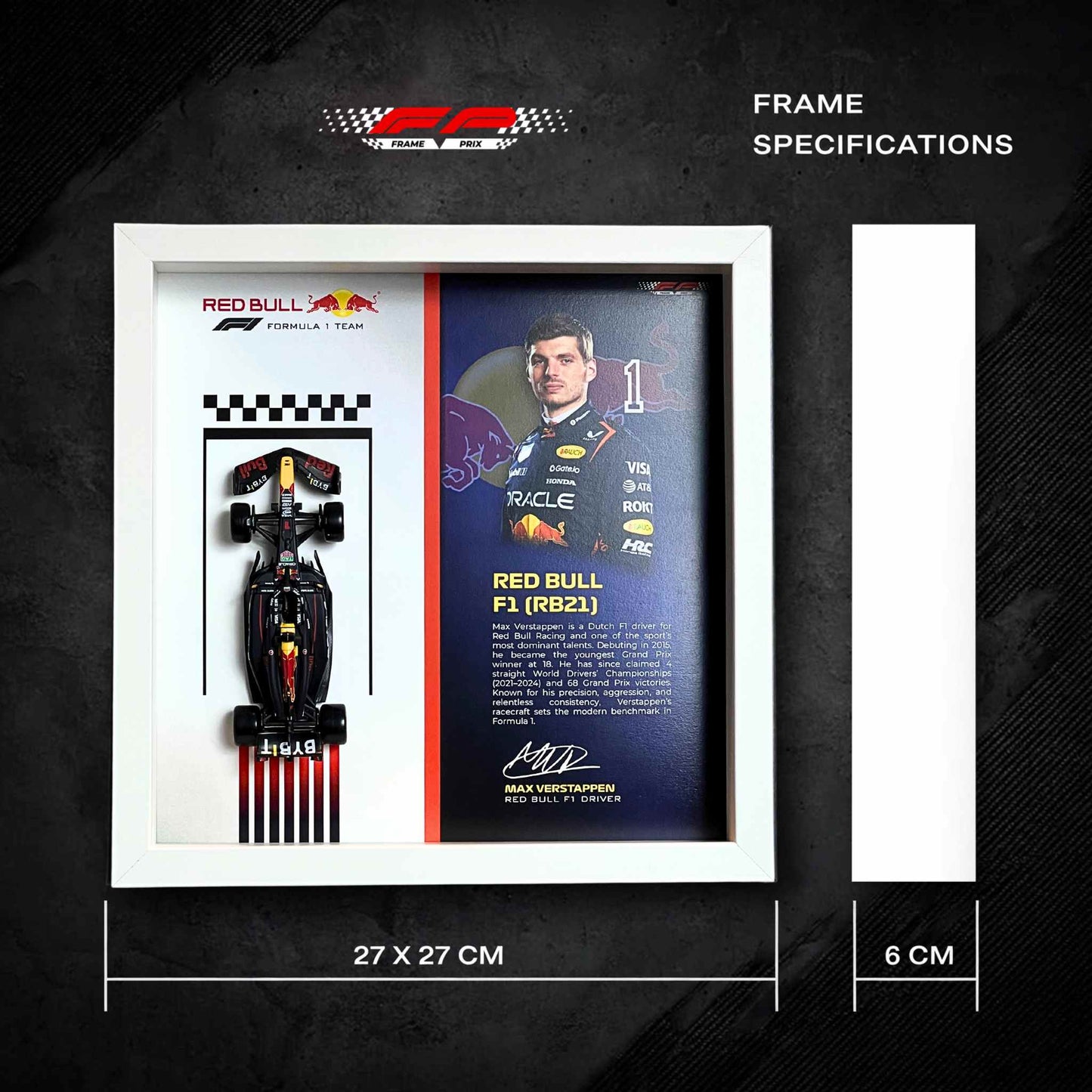 Max Verstappen Red Bull F1 3D Diecast Car Frame