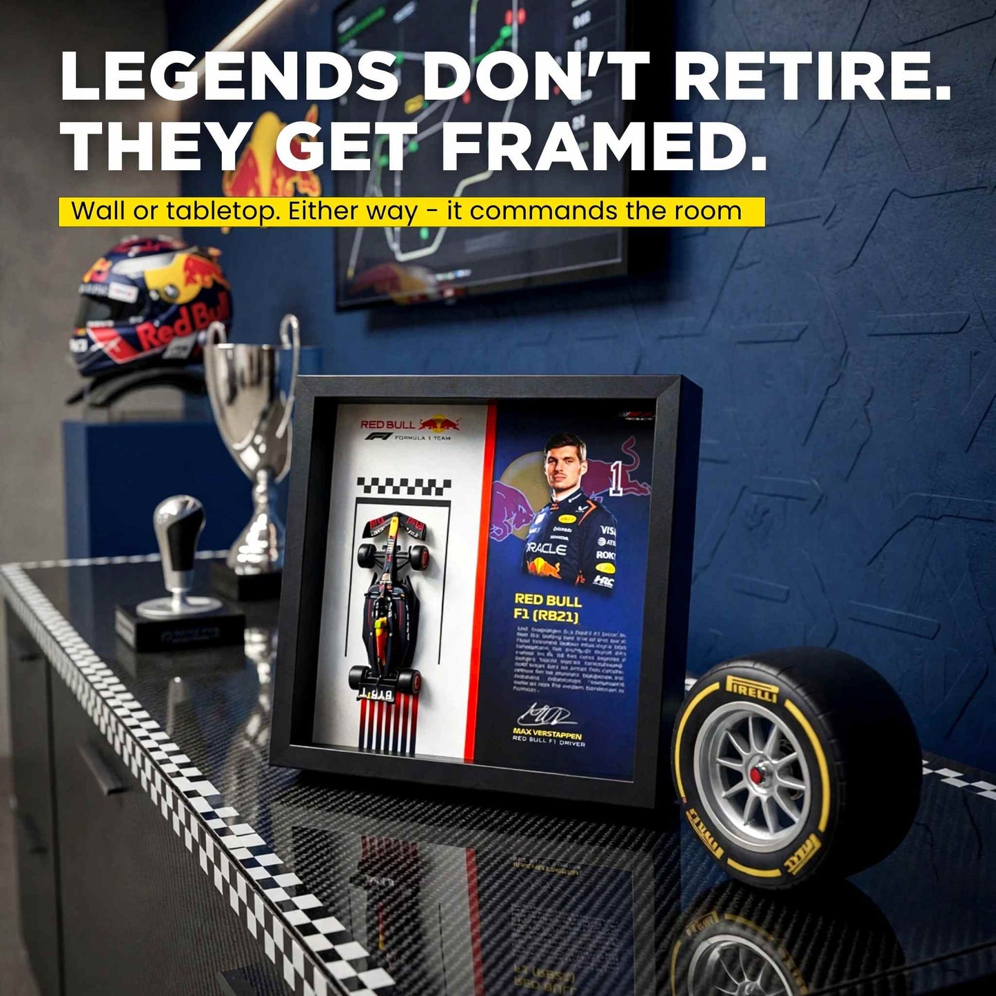 Max Verstappen Red Bull F1 3D Diecast Car Frame