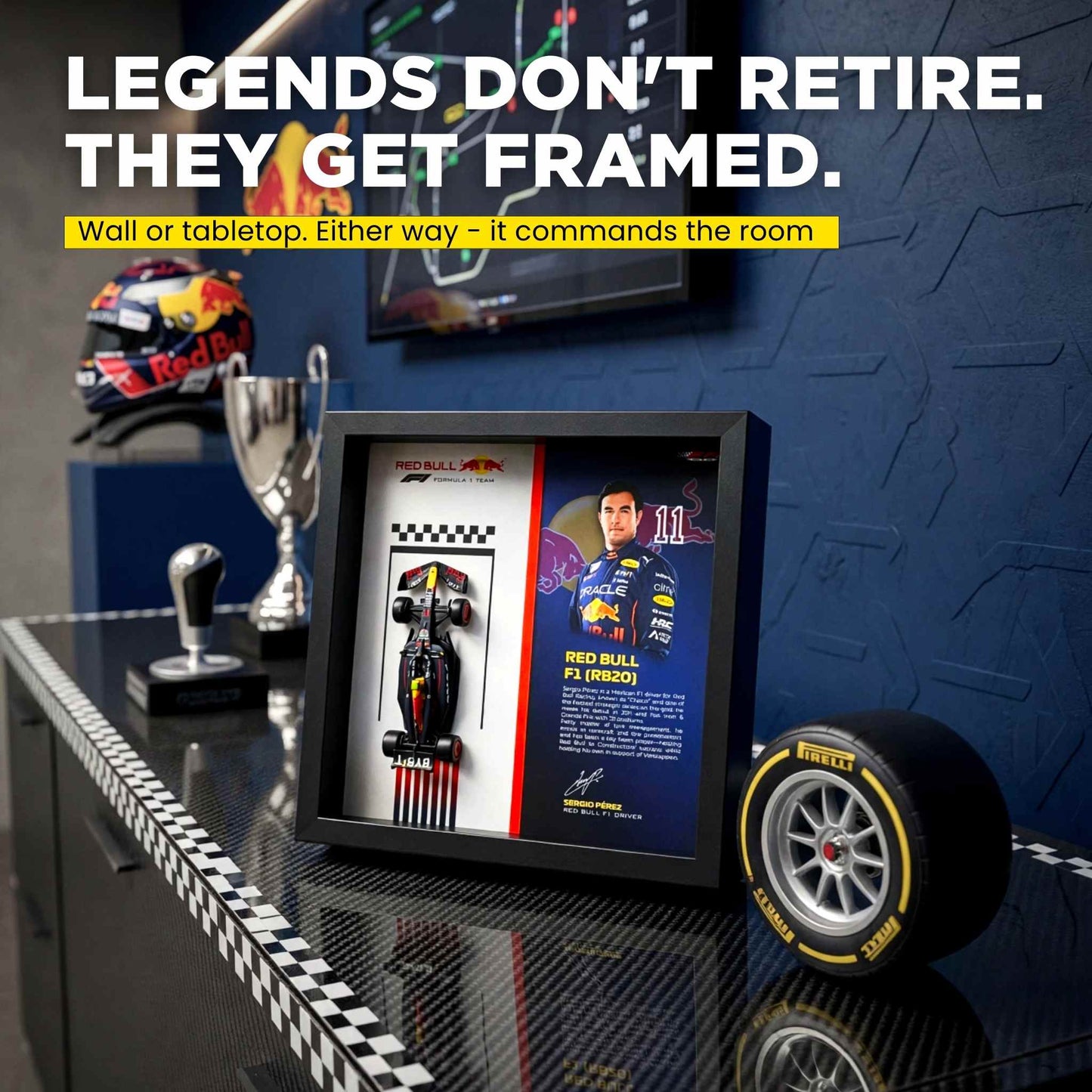 Sergio Pérez Red Bull F1 3D Diecast Car Frame